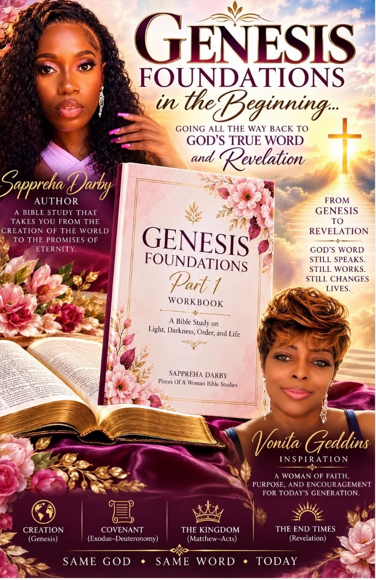 Genesis Foundations dedication artwork featuring author Sappreha Darby and her aunt, Vonita Geddins, the inspiration behind the series